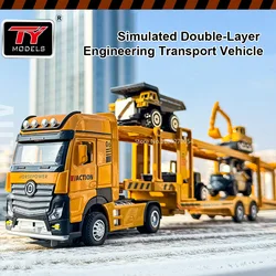 1/32 Alloy Diecast Towing Head Car Model Toys Extended Double Layer Automobile Transport vehicles Engineering Models Toys Gifts