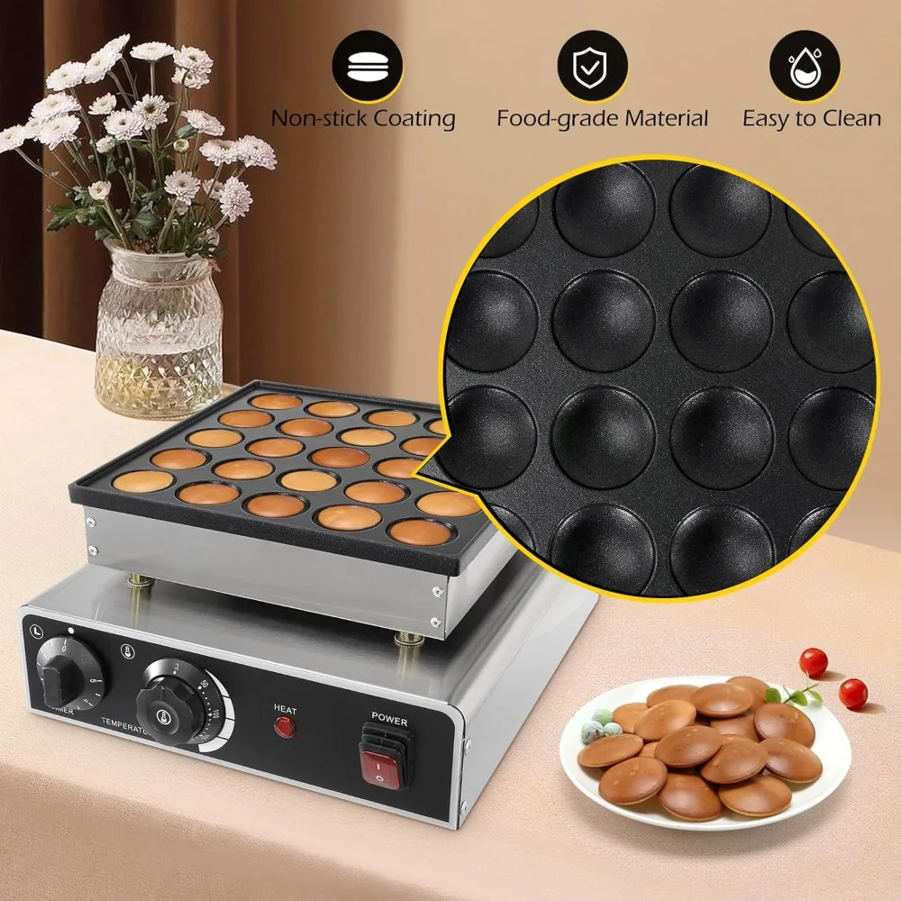 Mini Dutch Pancake Maker 25PCS Commercial Mini Pancake Maker Non-stick Dorayaki Maker Electric Dutch Pancake