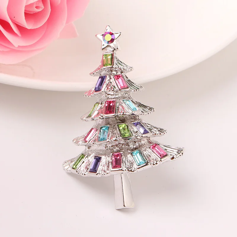 Crystal Christmas Tree Exquisite Brooch Creative Gift Exquisite Pin Jewelry Accessories Manufacturer Wholesale