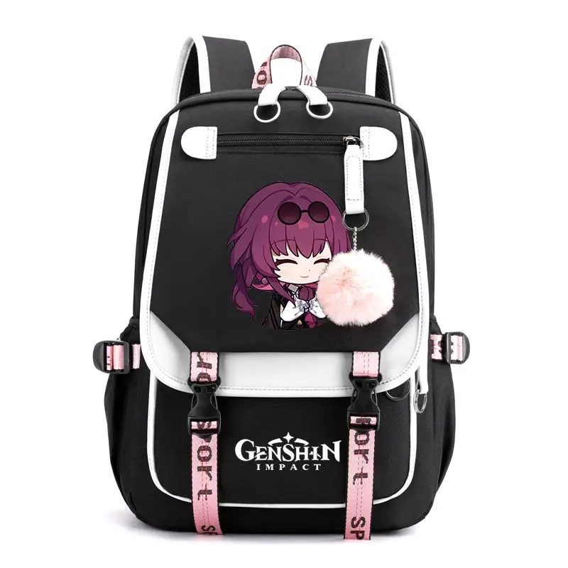 Genshin Impact Backpack Fashion Cartoon Student Schoolbag 1-6 Grades Boys Girls Spine Relief School Bag Outdoor Travel Backpack