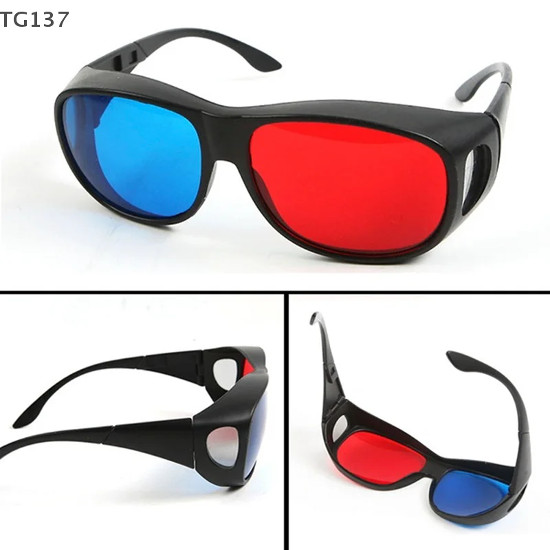 1Pcs Red Blue 3D Vision Glasses Black Frame For Dimensional Anaglyph TV Movie DVD Game