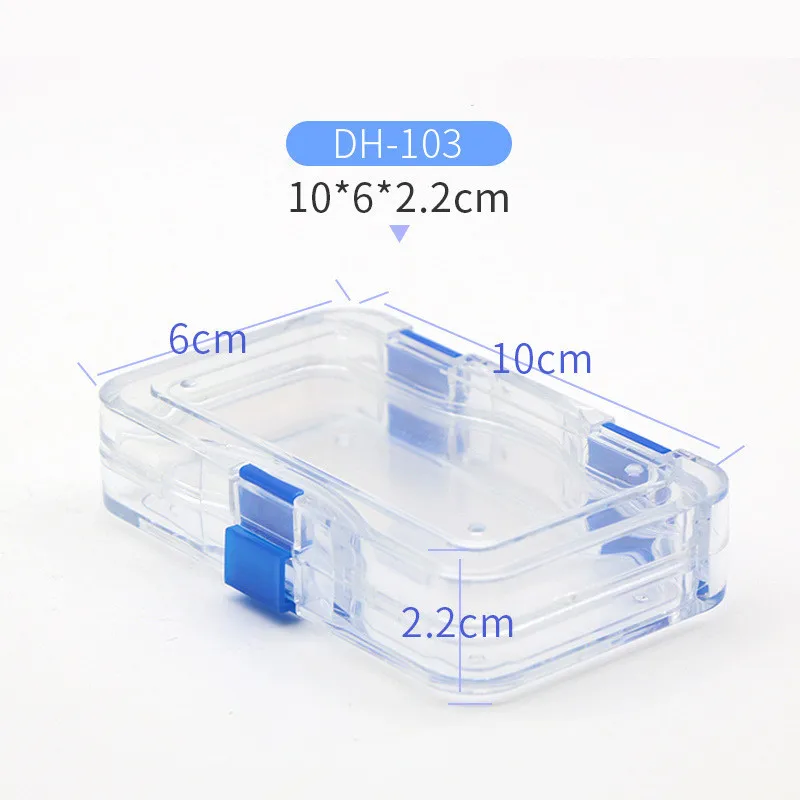 Transparente Zahnbox aus Kunststoff, Aufbewahrungsbox für Prothesen mit Folienmembran, buntes Scharnier für Krone und Brücken