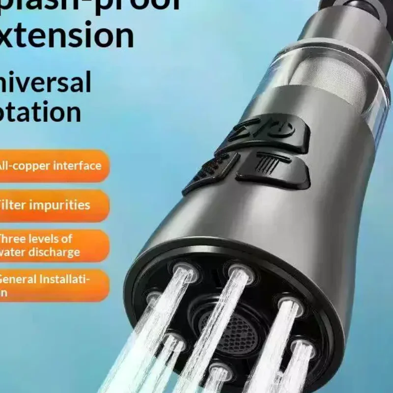Faucet Adapter Filter 720° Rotatable Sink Connector 3 Adjustable Spray Functions Soft Water Flow for Home Kitchen Use