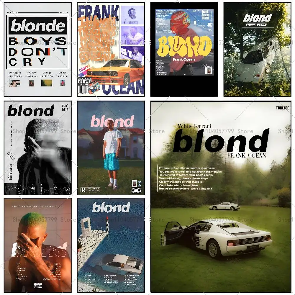 Modernes blondes Frank Ocean Hypebeast Rap-Mode-Album-Poster, selbstklebendes Wandbild, Kunst, wasserfester Aufkleber für Bar-Raumdekoration