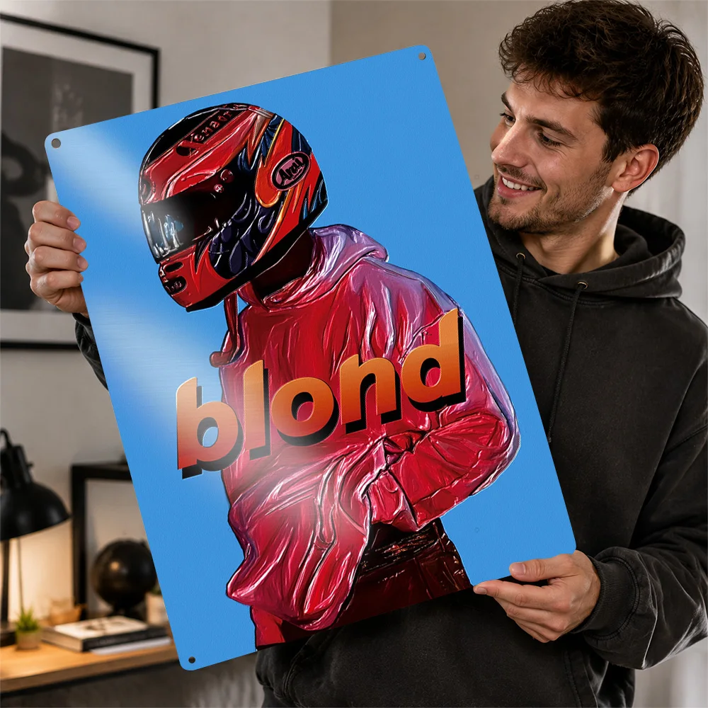 Frank Ocean Blond Helmeted Rider Aluminum Poster Graphic Wall Art For Bedroom Customized Metal Sign Album Collector Gift Idea