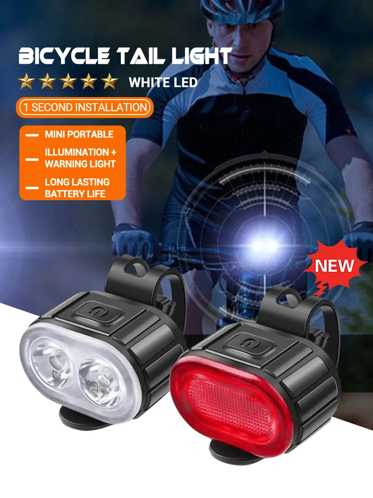 AliExpress Heinast Cycling Bicycle Front Rear Light /Set Bike Defense Flashlight Stick MTB Waterproof Taillight LED Lantern Bicycle Accessories