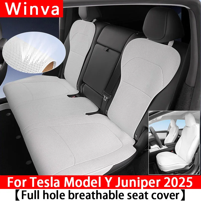 

For Tesla ModelY Juniper 2025 Nappa Leather Seat Cushion Ventilation Comfortable, Universal Split Single Sitting Back row Set