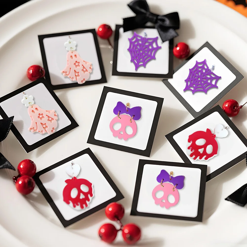 Gothic Earring Silicone Mold DIY Resin Bat Spider Skull Pendant, Alternative Jewelry Making, Halloween Charm Goth Craft view 2