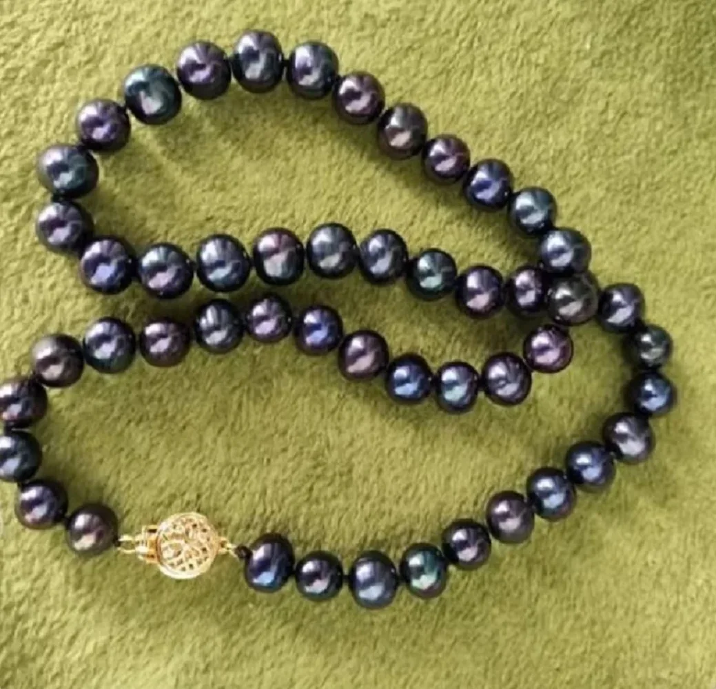

Bestselling Pearl Necklace AAAA 8-9mm Natural Tahitian Black Pearl Necklace 14K Gold Buckle 16-26inch