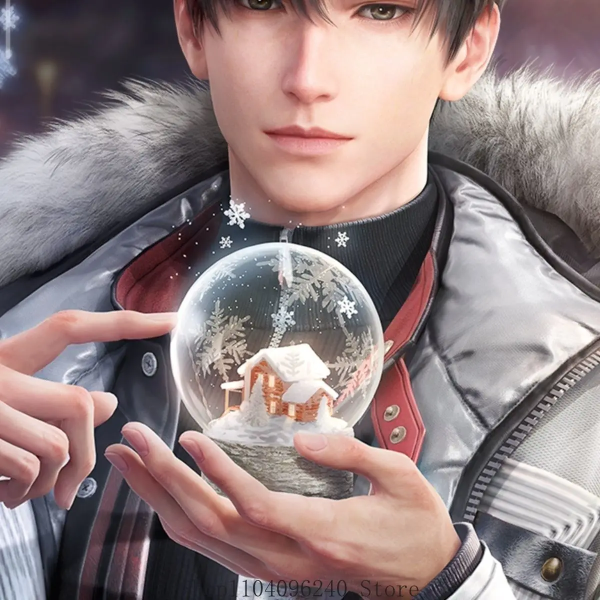 Love and Deepspace Zayne Anime Cosplay Small House Crystal Ball Birthday Cake Gift Cute Snowflake Snowfall Romantic