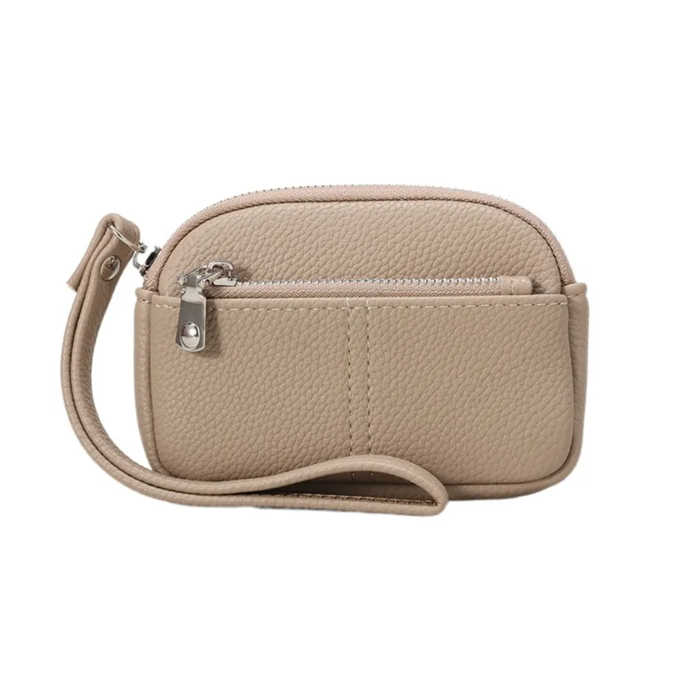 

Card Holder PU Leather Mini Wallet Organizer Lightweight Zipper Coin Purse Korean Style Portable Wrist Key Bag Headphone Bag