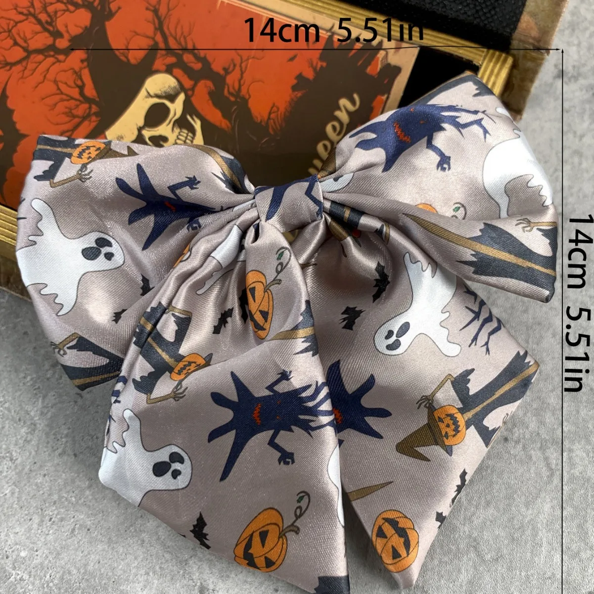 

ashionable and quirky Halloween printed bow hair clip ghost bat skull element print Halloween essential hair accessory