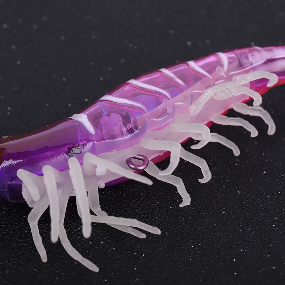 6 uds. Señuelos tipo Gamba brillantes de silicona, cebos flotantes para natación, señuelos que se hunden, simulación de gambas, Señuelos de Pesca - imagen 3