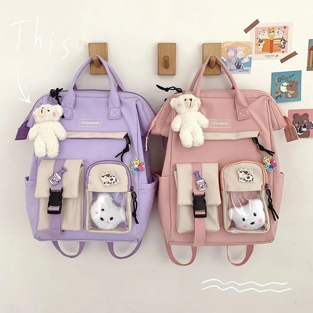 Multi Pockets High School Backpacks Large Capacity Students School Bags Cartoon Women Laptop Backpacks Girls Shoulder Bags