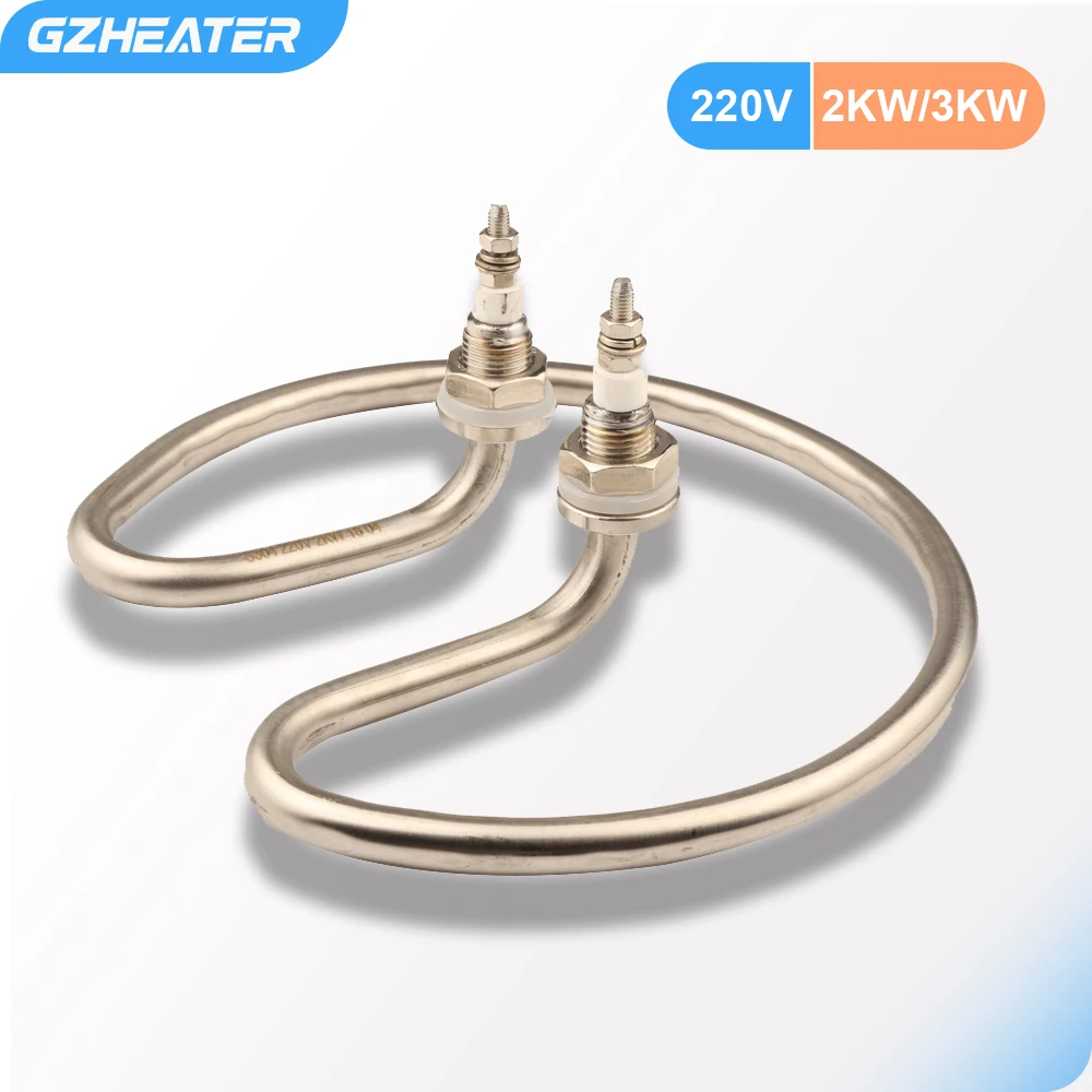 Elemento Calefactor de Agua de 220V 2KW/3KW, Calentador Eléctrico Tubular para Cubeta Abierta, Grado Alimenticio, Acero Inoxidable 304, Rosca M16