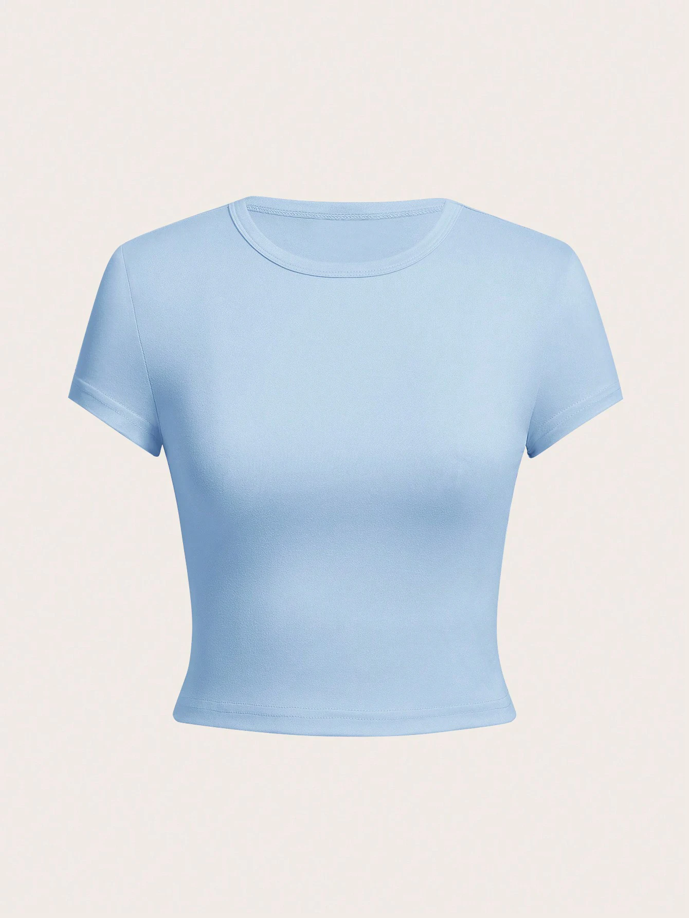 

Fashionable women's casual solid-color short-sleeved T-shirt, comfortable and fashionable round-neck top