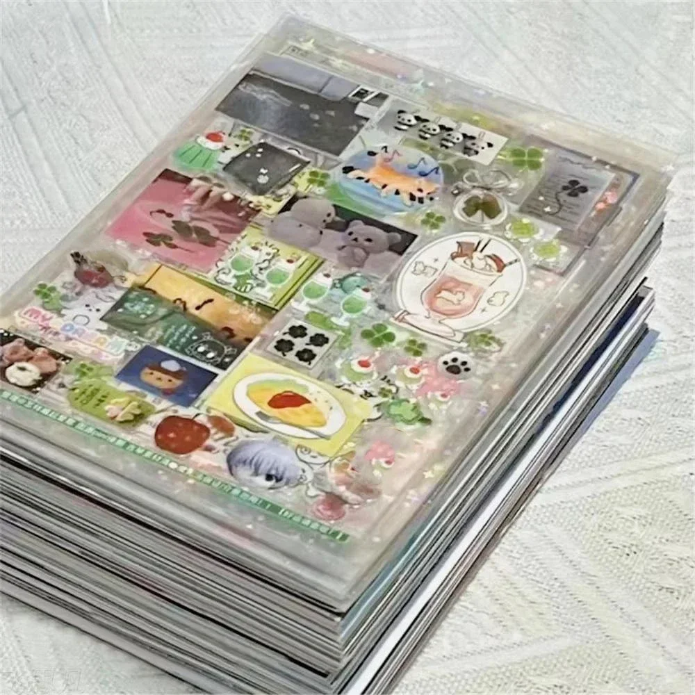 10 pçs glitter adesivos transparente pet corte filme toploader scrapbooking deco adesivos kawaii