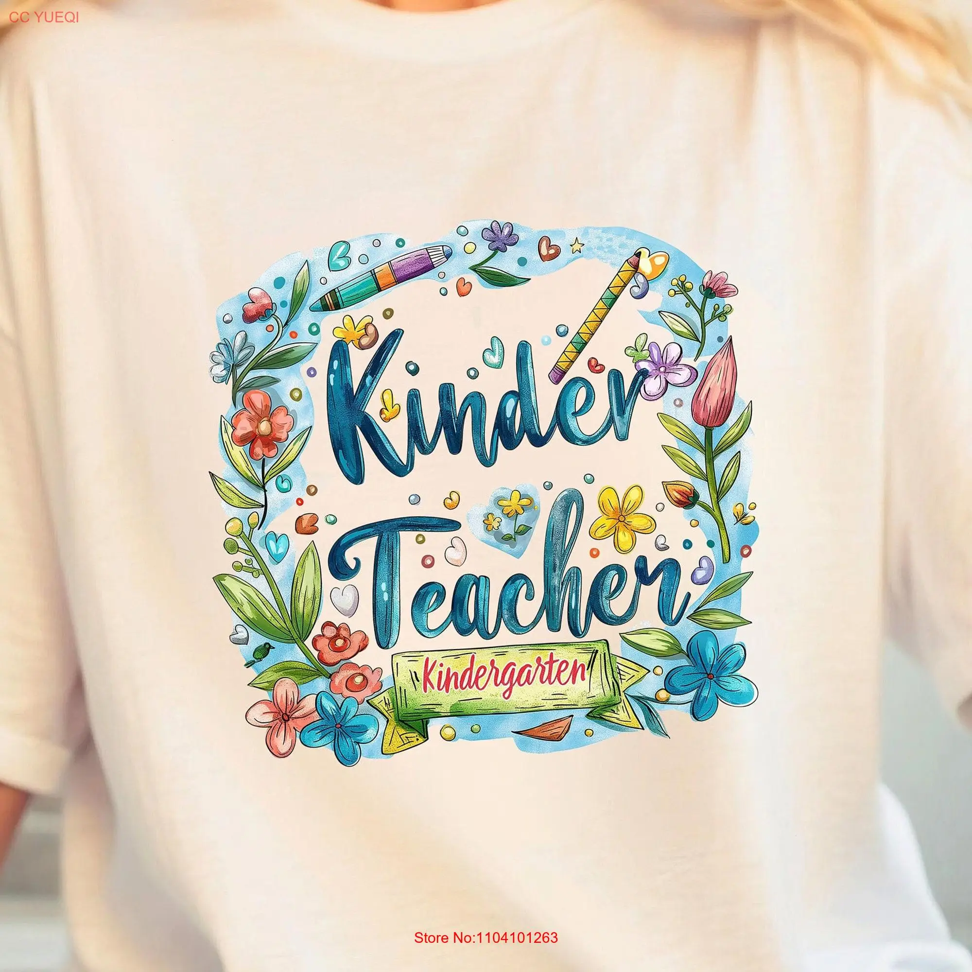 Floral Kindergarten Teacher T Shirt Team Kindy Kinder Crew Squad Cute SweaT long or short sleeves