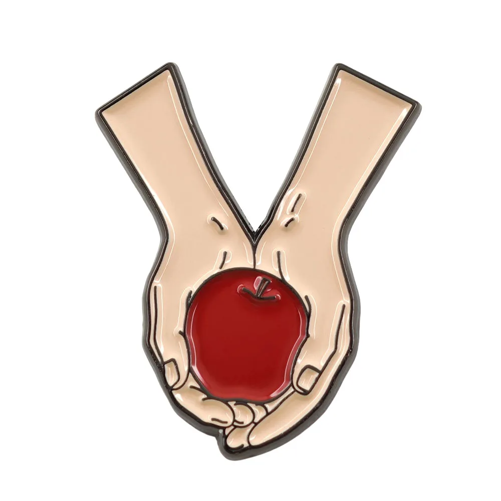 Die Twilight-Saga Emaille-Pin Hände, die einen roten Apfel halten, Buchumschlag-Broschen, Kolektion für Filmfans, Anstecknadeln, Schmuckgeschenk für Schüler – Detail 1