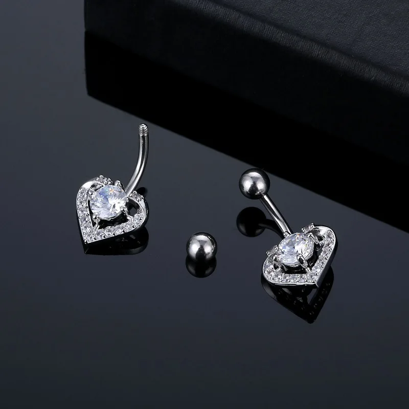 Baja Tahan Karat Pusar Kuku Hati Zirkon Bulan Bunga Matahari Liontin Cincin Pusar Seksi Pusar Tindik Perhiasan Tubuh