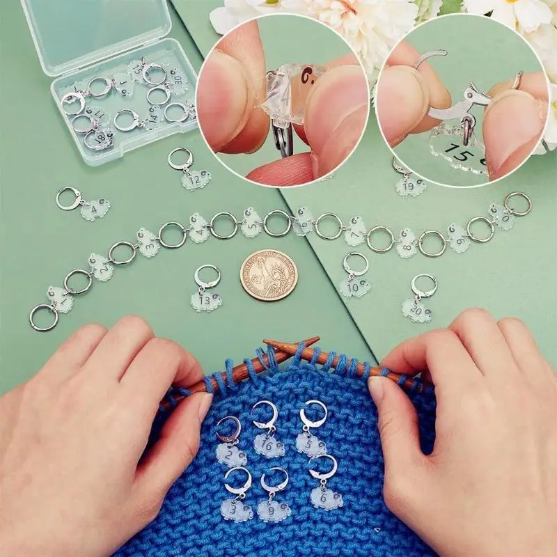 20/30Pcs Sheep Clear Acrylic Crochet Markers For Knitting Weaving Sewing Accessories Quilting