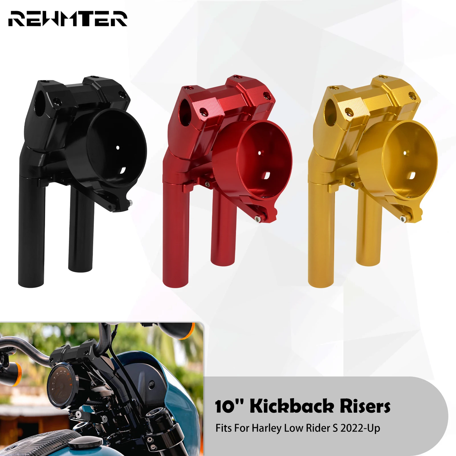 

Motorcycle 10'' Handlebar Risers Instrument Support Kit Adjustable Kickback Riser Clamp For Harley Softail Lowrider S 2022-Up