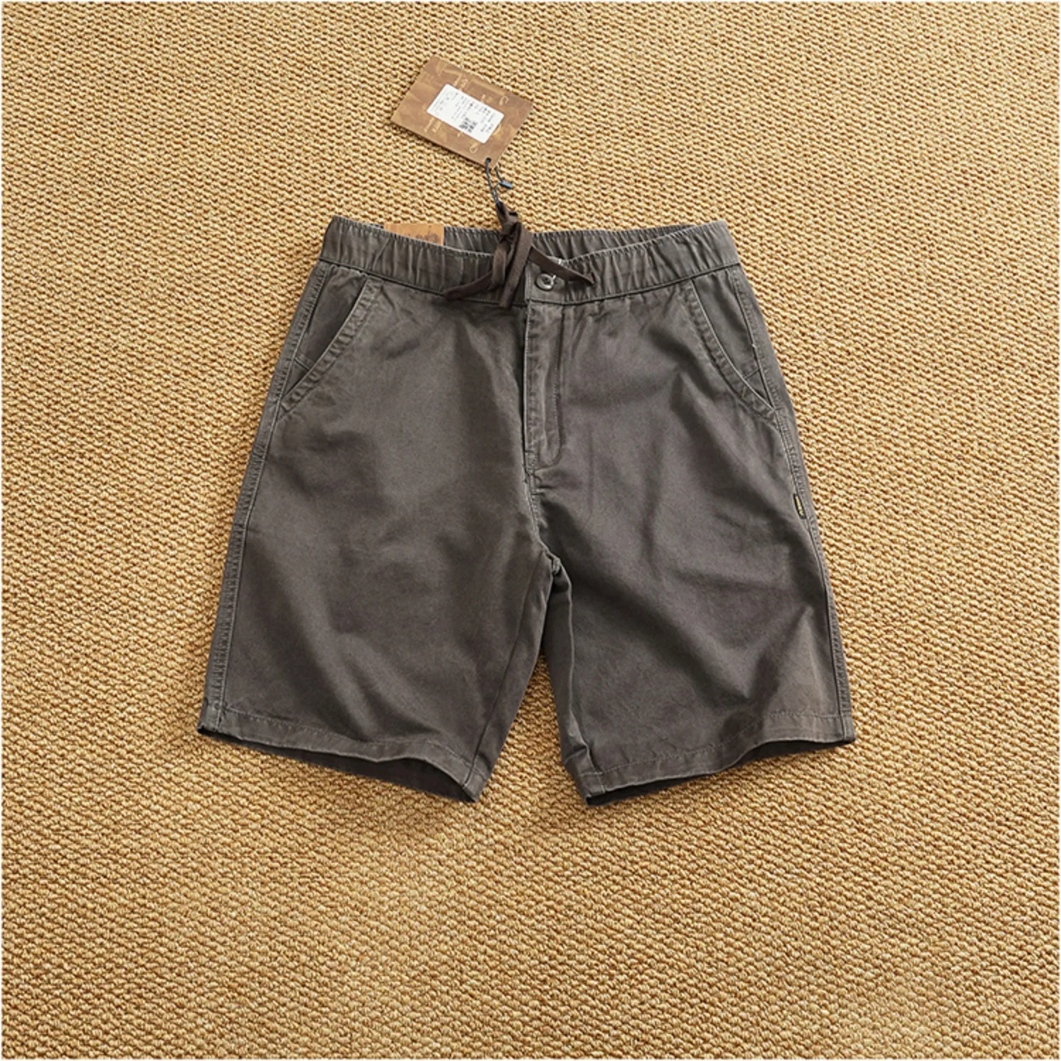 Summer All-in-one Cotton Woven Casual Shorts Men's Heavy Texture Washed Pants Five Quarter Pants
