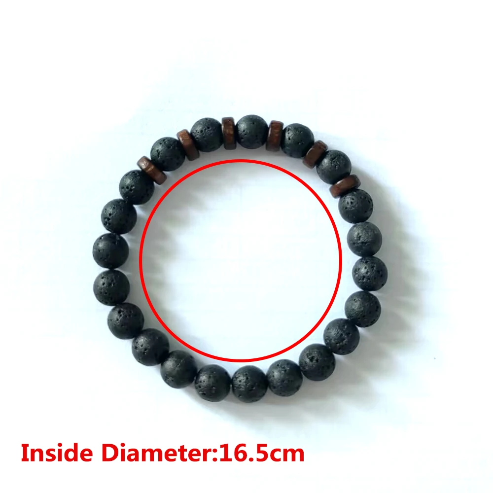 Fashion Natural Lava Stone Wooden Beads Energy Yogi Elastic Stand Bracelet Bangle For Men Accessorie Jewelry Valentine Gift