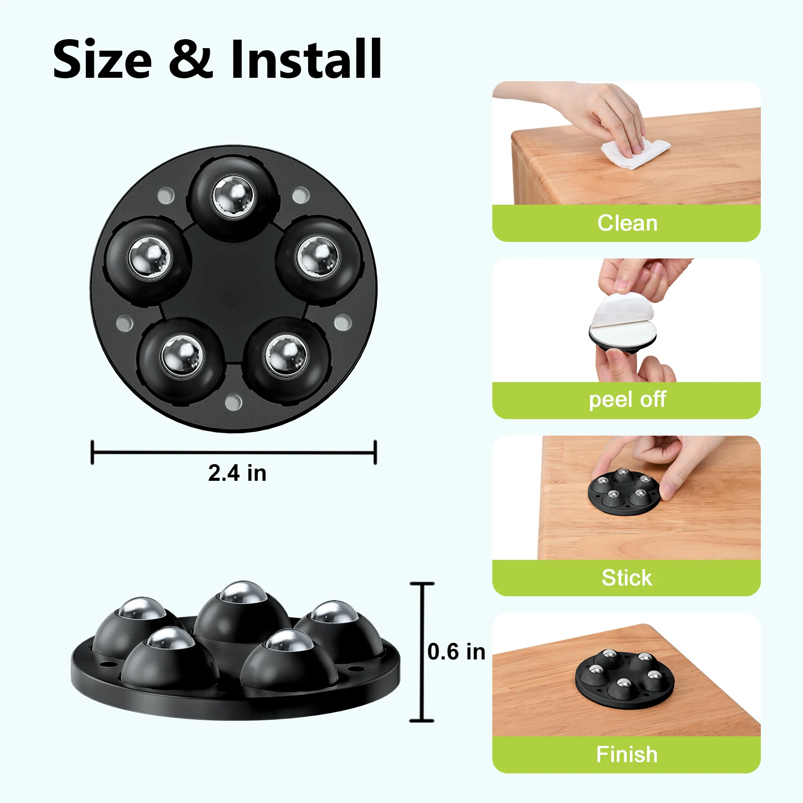 Eary 4pcs Movable Adjustable Furniture Chair Leg Furniture Foot Pads with 5 Wheel Rollers Washing Machine Riser Bed Sofa Booster