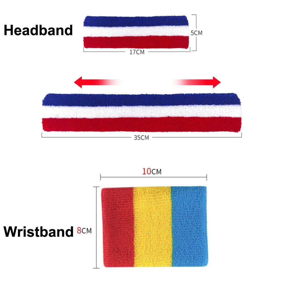 Sports Headband Wristband Set Sweatbands Terry Cloth Wristband Wrist Sweatband Headbands Moisture Wicking Absorbing Head Band