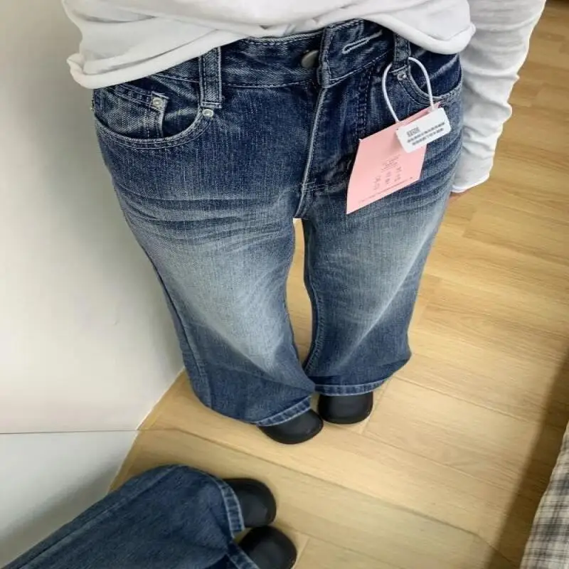 النمط الأمريكي السراويل الرجعية نمط السراويل النساء عالية الخصر فضفاضة تناسب غسلها السراويل ربيع جديد أزياء غير رسمية الشارع الشهير الدنيم