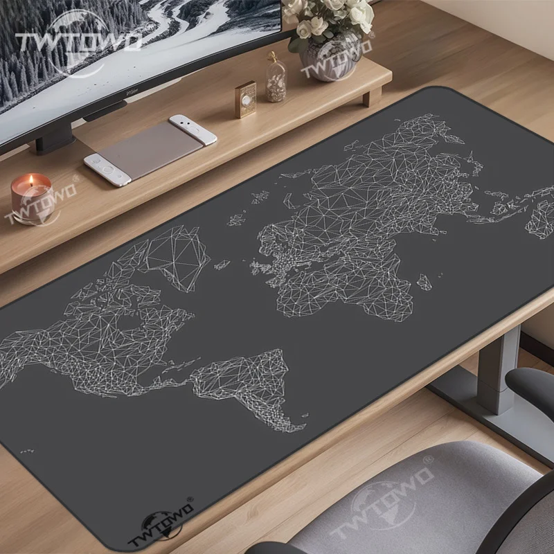 Mouse Pad Geometric World Map Gamer XL New Custom HD Mousepad XXL Mouse Mat Soft Non-Slip Gaming laptop Desktop Mouse Pad