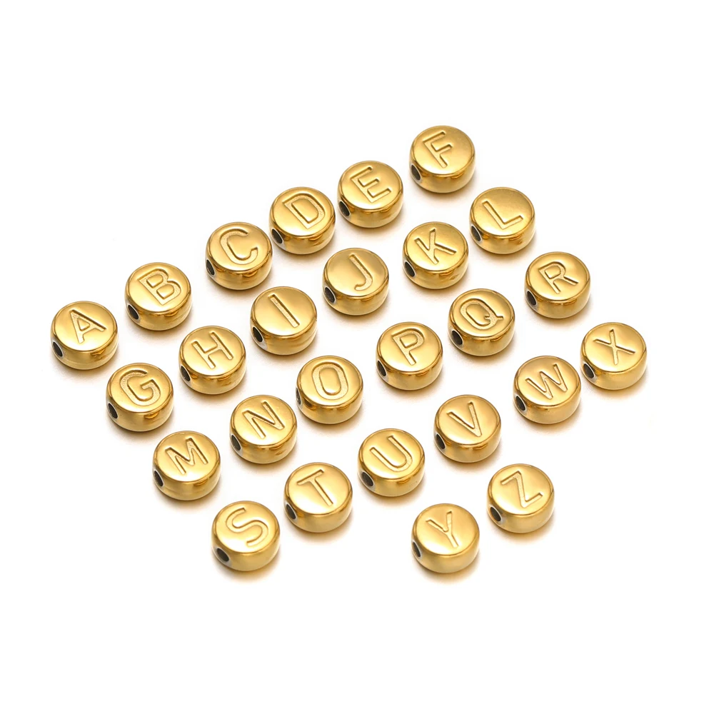 10pcs English Letter Number Beads Stainless Steel Gold Plated Spacer Beads for DIY Jewelry Making Bracelets Necklaces Supplies image 3