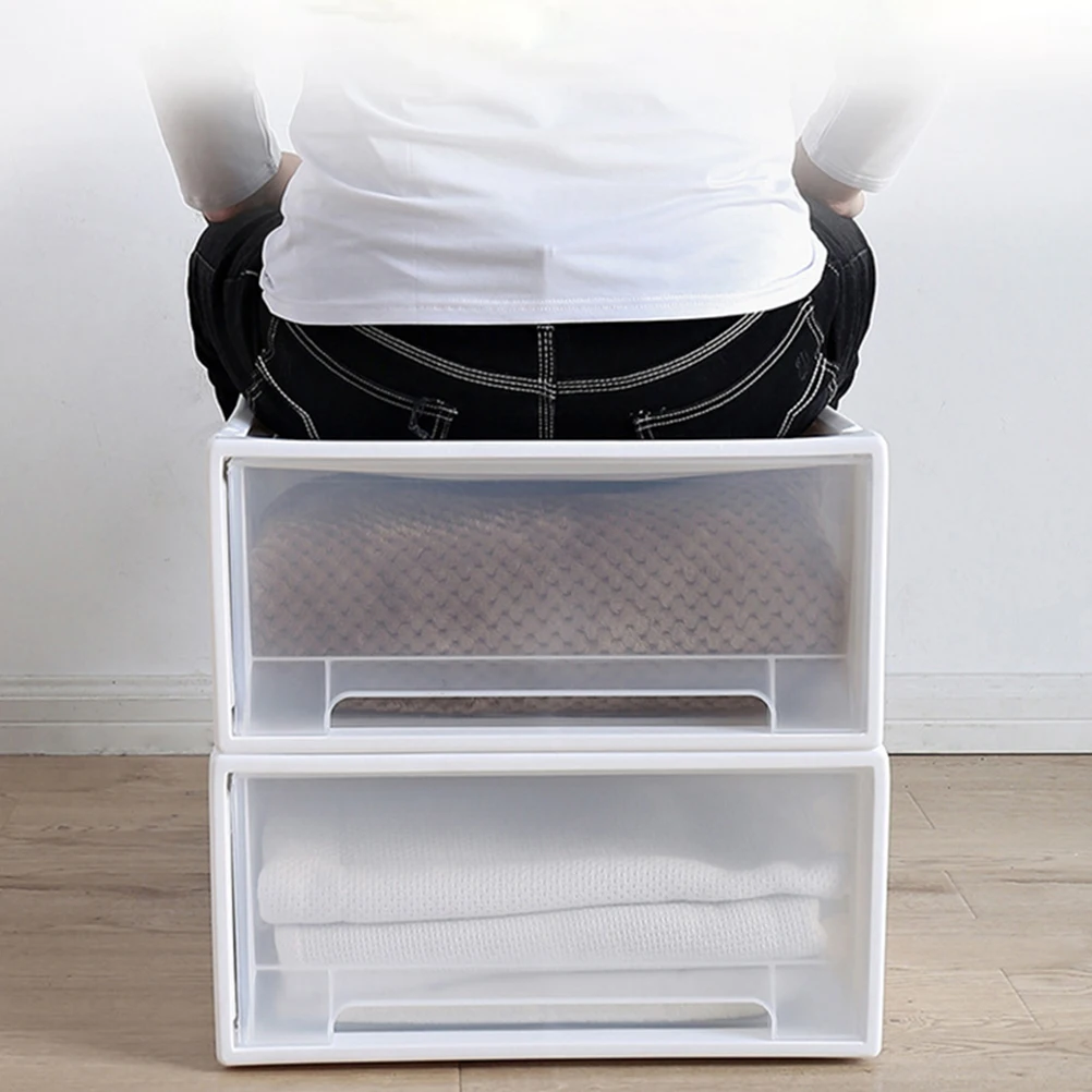 

1pc Drawer Stackable Transparent Plastic Clothes Storage Container Dust Proof Desktop Organizer Box For Scarf Shoes