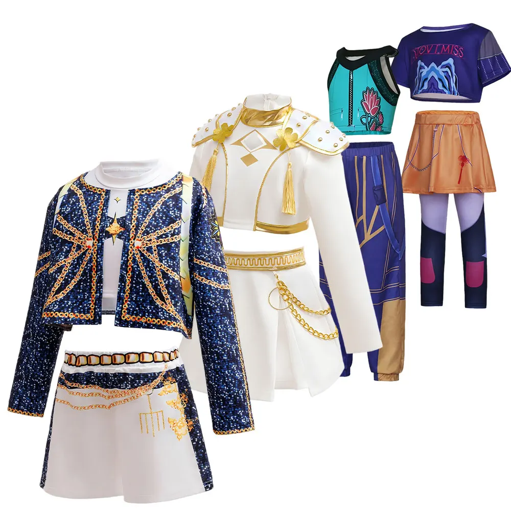 Kid 3Pcs Fashion Band Dance Costume Korean Singer Cosplay Suit Girl Performance Uniform Streetwear Outfit Jacket+Tank Top+Shorts