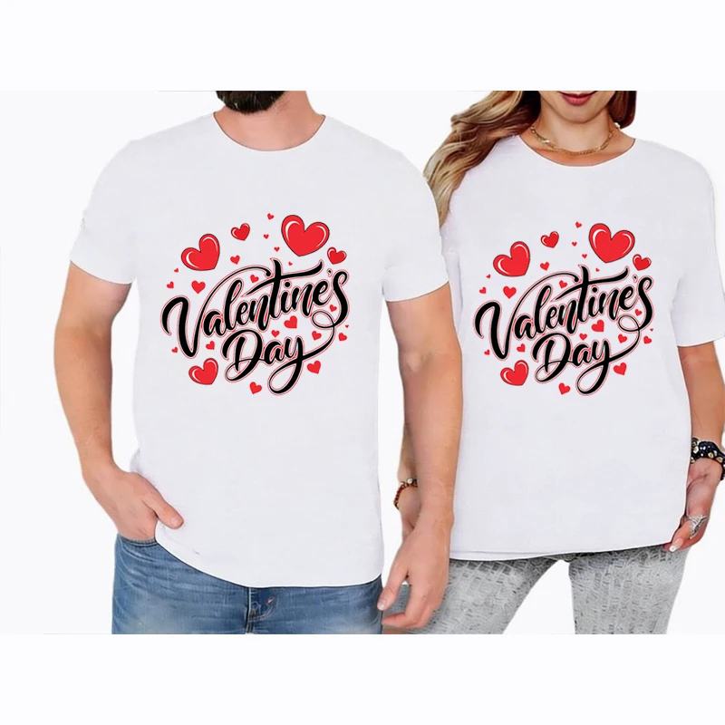 

Valentine's Day Happy Valentine's Day Couple Outfits Couple T-Shirt Valentines Gift Valentine Gift Casual Matching Heart-shaped