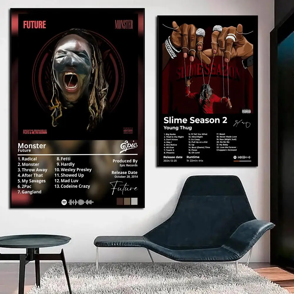 Pop Rap Music Album Cover Y-Young Thug Poster HD Anime Hot Theme Singer/OST/Movie-Waterproof Self-Stick Home Decor