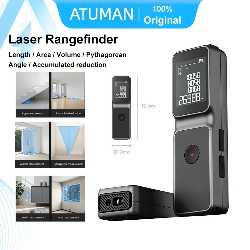 ATuMan LSA Laser Rangefinder 50m High Precision Handheld Distance Measurement Tool Large Screen Display