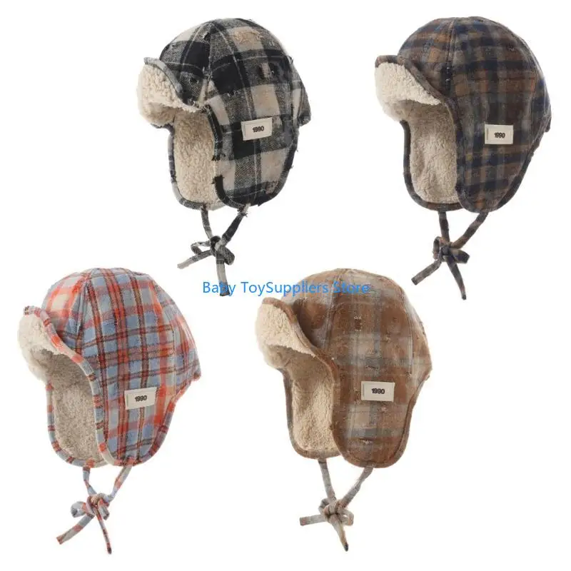 R1WF Thiết kế dạng lưới ấm áp ấm cúng Mũ Lei Feng với lớp lót lông cừu Đi lại hàng ngày Giải trí