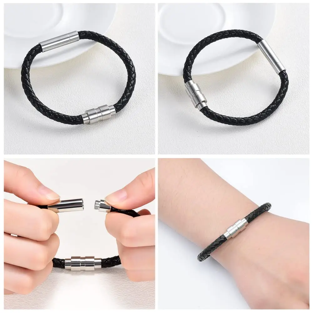 Cremation Jewelry Urn Bracelet for Ashes for Women Men Cylinder Genuine Leather Bangle Bracelet Ashes Memorial Keepsake Jewelry