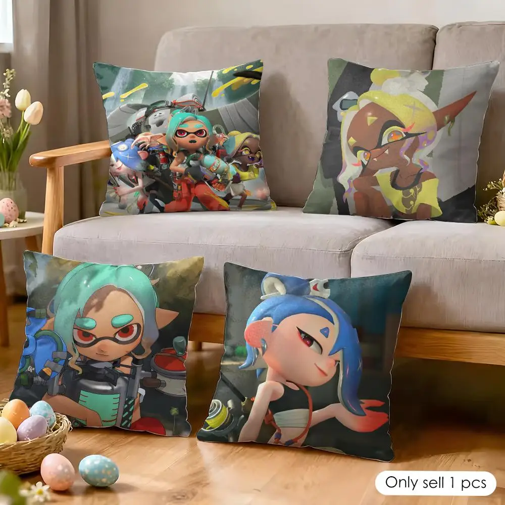 Video Game S-Splatoon Raiders Cushion Cover Wrinkle-Resistant Short Plush Pillow Case Breathable Machine-Washable