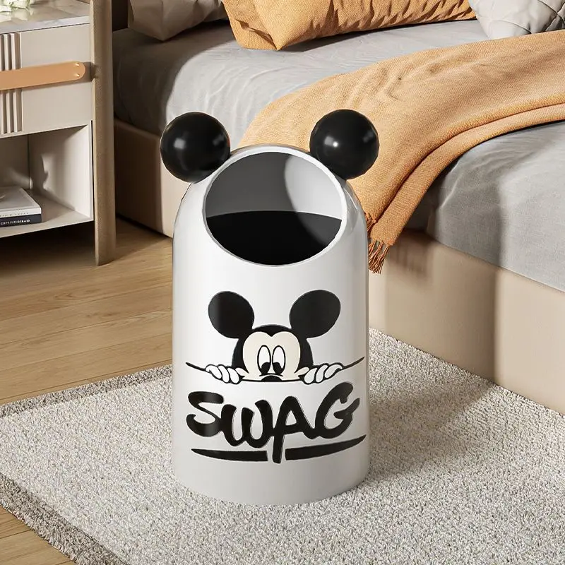 Disney Mickey Minnie animation peripheral cartoon trash can creative kawaii storage bucket ins household trash basket wholesale