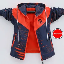 Boys Spring and Autumn Thicken Coat 2024 Wear New Middle and Big Children's Double Sided Wearing Korean Casual jacket Top Trend