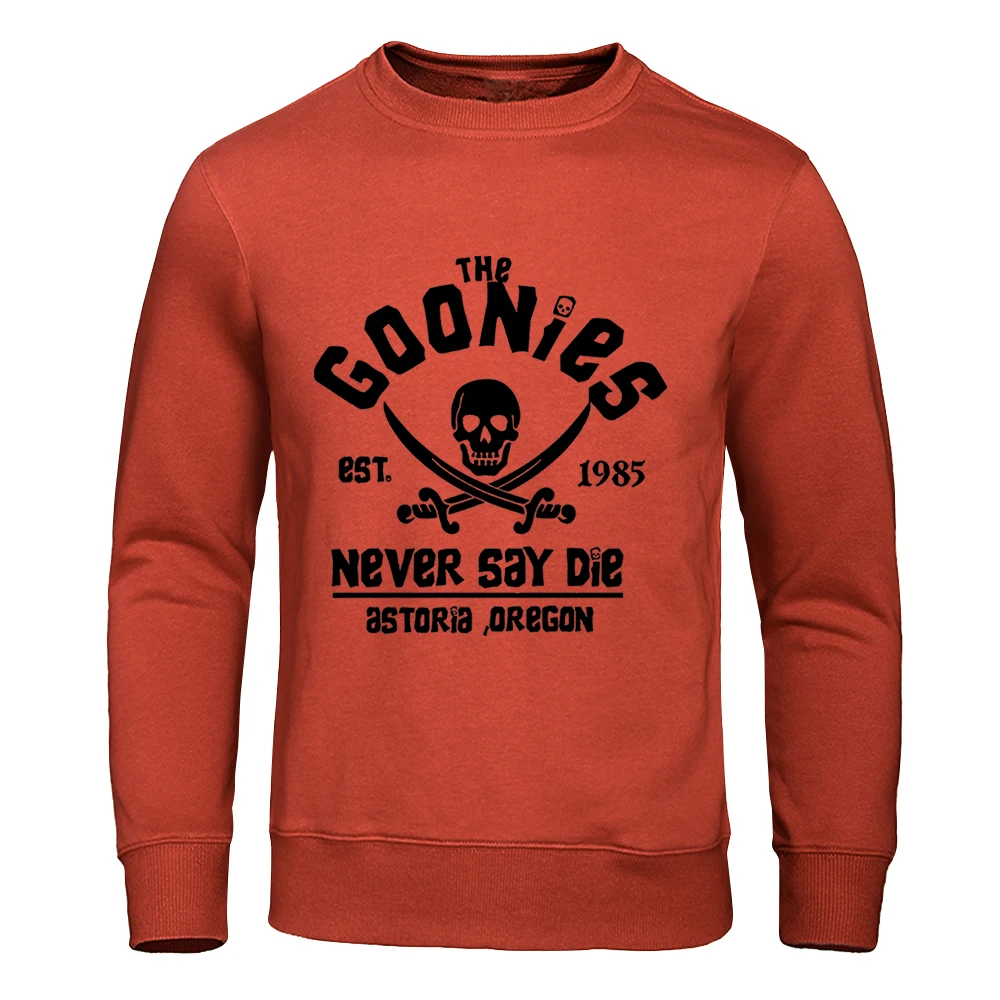 The Goonies Est 1985 Never Say Die Male Hooded Vintage Loose Hoodies Autumn Warm Fleece Hoodie Simple Crewneck Fleece Tops