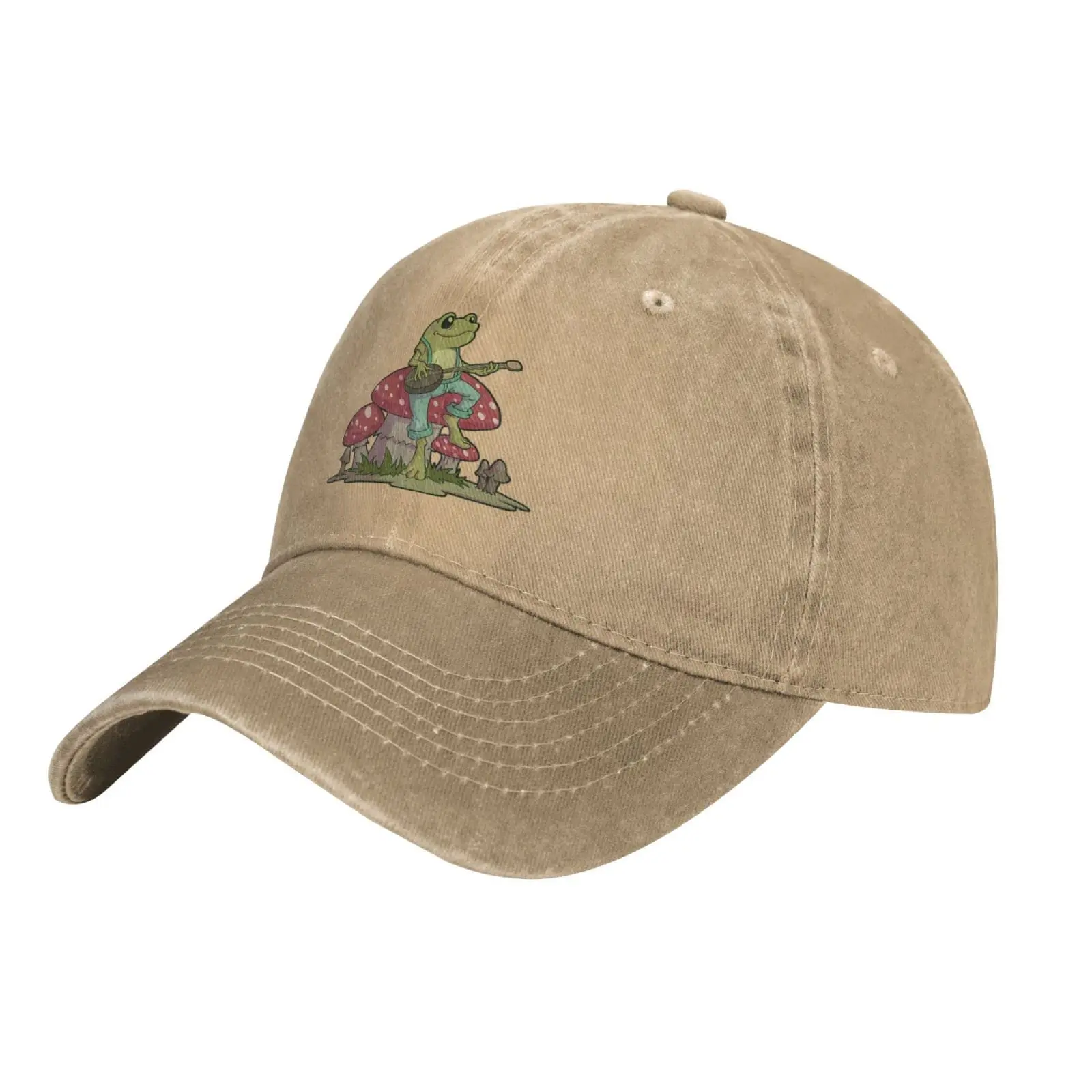 Aesthetic Frog Playing Banjo on Mushroom Cute Baseball Cap Black Women Men Dad Hat Golf Cowboy Hat Trucker Hat