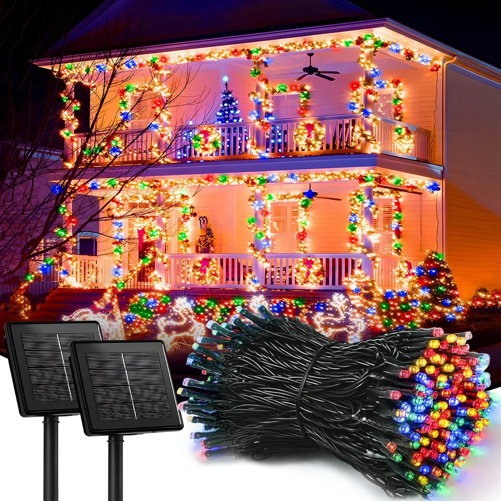 LED Solar Lichterkette Weihnachts fee Licht wasserdicht im Freien 5m/7m für Girlande Lampe Weihnachts ferien Party Garten Wohnkultur