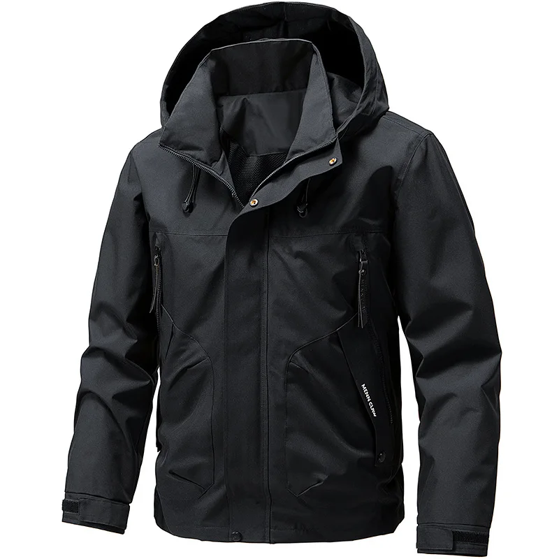

Men Hooded Windbreaker Jacket Outdoor Waterproof Windproof Coat Casual Hiking Camping Spring Autumn Male Sports Jacket Plus Size