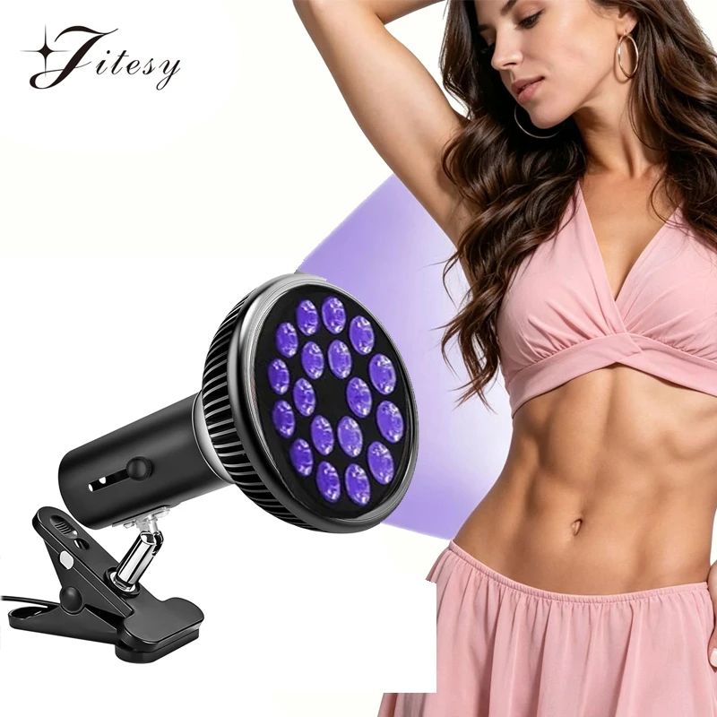 54W Lamp with Rotating Adjustable Clip 18pcs 395nm Stand Light Tanning Sunbathing for Body Bronze Skin Care Tool