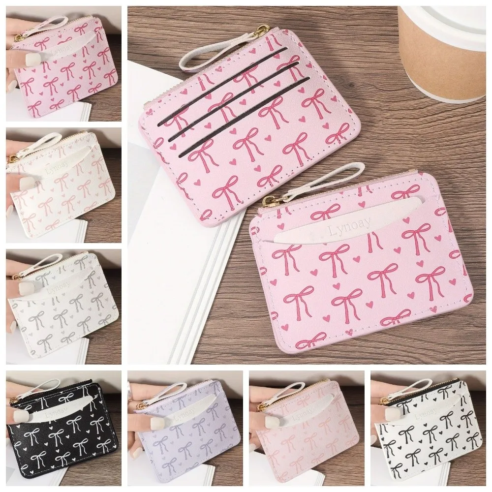 New PVC Credit Card Holder Slim Small Card Case Cute Bow Roomy Coin Purse for Women Girls