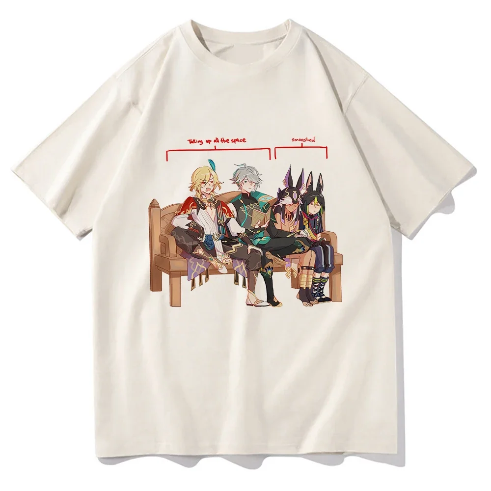 Genshin Impact Kaveh Alhaitham Cyno Tighnari T Shirt Mannen/Vrouwen Harajuku Esthetische Kleding Grafische T-Shirts Cartoon Katoenen T-Shirts
